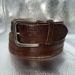 Aeropostale Leather Belt Men’s Size Medium Brown Silver Tone Hardware Chore
